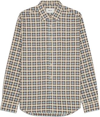 Nn.07 Deon 50037 Organic Cotton Button-Up Shirt in Blue Check at Nordstrom, Size Xx-Large