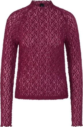 Marc Cain Long Sleeve Lace Top - Dames - Longsleeves - Bruin - XS - Tops