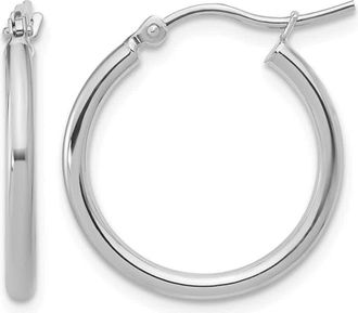 Diamond2Deal 14K White Gold 2x20mm Polished Round Shape Hoop Earrings