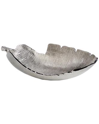 Zodax Delmare 22In Long Banana Leaf Silver Metal Bowl