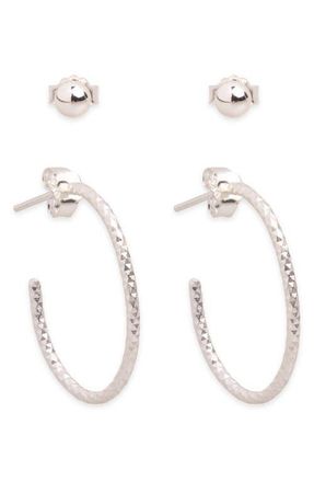 Argento Vivo Set of 2 Ball Stud & Textured Hoop Earrings at Nordstrom