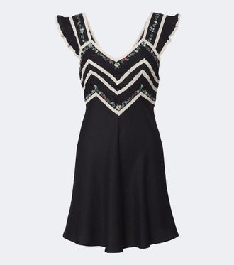 Rixo Diaz embroidered lace-trimmed minidress