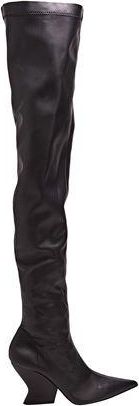 8 by YOOX STRETCH OVER-THE-KNEE WEDGE SOLE BOOTS