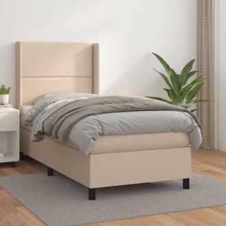 vidaXL Vidaxl - Cama Box Spring Con Colch&oacute;n Cuero Sint&eacute;tico Capuchino 90x190 Cm