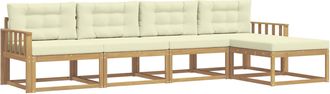 vidaXL Conjunto De Sof&aacute;s De Exterior 4 Uds. Blanco Y Crema Poli&eacute;ster Vidaxl