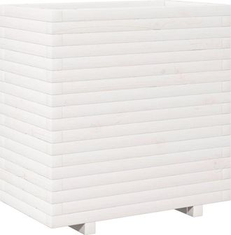 vidaXL Jardinera Madera Maciza De Pino Blanco 70x40x72,5 Cm Vidaxl