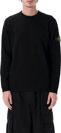 Stone Island Black Crewneck Logo Patch Sweater
