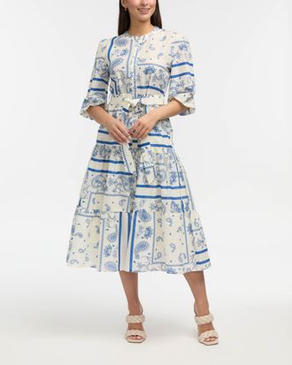 Ellen Tracy Womens Patchwork Printed Maxi Dress