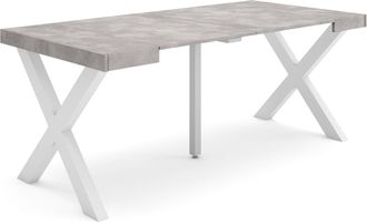 Skraut Home Mesa Consola Extensible, Mesa Comedor Plegable, 180, Para 8 Comensales, Patas Madera Maciza, Estilo Moderno, Gris Cemento - Skraut Home