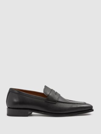 Reiss Gartlett Saddle Loafers Leather Plain, Black Size: 11E