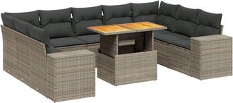 vidaXL Set De Sof&aacute;s De Jard&iacute;n 10 Pzas Con Cojines Rat&aacute;n Sint&eacute;tico Gris Vidaxl