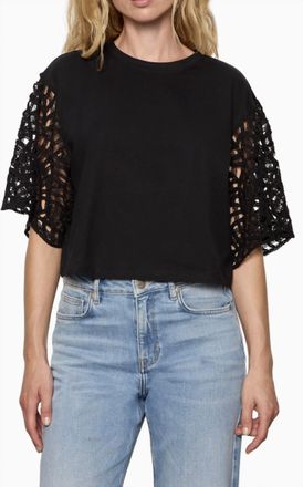 Sanctuary Crochet Sleeve Belle Top In Black