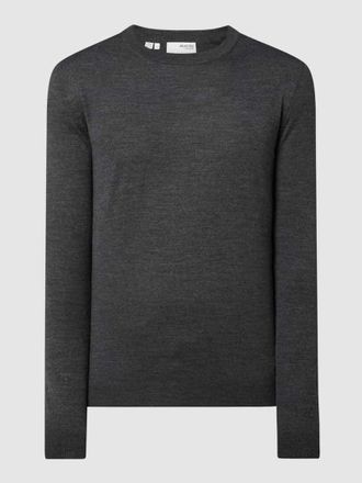 Selected Pullover aus Merinowollmischung Modell Town in Dunkelgrau, Größe L