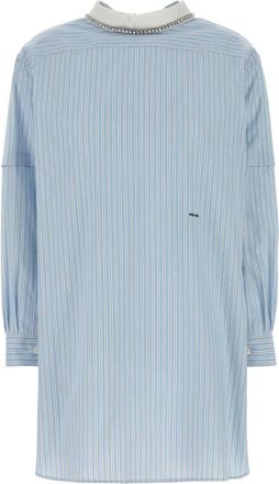 Prada Embroidered Poplin Blouse