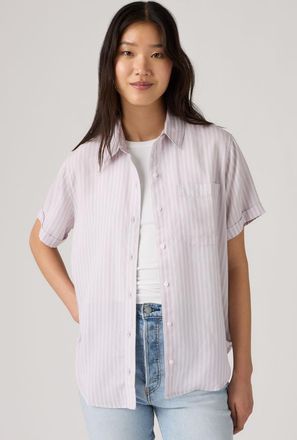 Levi's Darlene Short-Sleeve Shirt - Donna - L - Viola / Helle Stripe Lavender Blue Bright White Twill