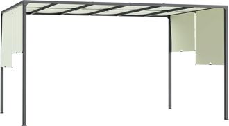 OUTSUNNY 3 x 4m utdoor Garden Pergola with LED Lights Cream White | TJ Hughes