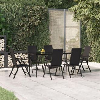 vidaXL Juego De Comedor De Jard&iacute;n 7 Piezas Rat&aacute;n Sint&eacute;tico Negro Vidaxl