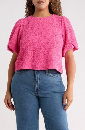 Sugarlips Bubble Sleeve Crop Top in Pink at Nordstrom, Size 3X