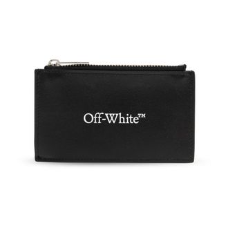 Off-white Wallets & Cardholders, male, Black, Size: ONE SIZE Leather card holder with logo