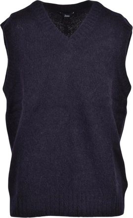 Herno Gilet Scollo V - Heren - V-hals truien - Blauw - XL - Wol - Truien & Vesten