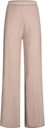 Liu Jo Elegante beige broek met strikdetail - Dames - Wijde Broeken - Beige - L - Katoen - Broeken