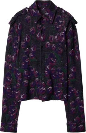 Burberry Cherry Embroidered Silk Cotton Shirt, Size X-Small