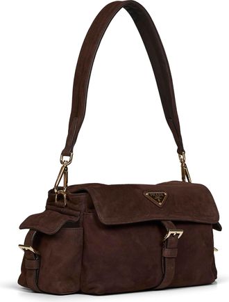 Prada Womens Shoulder Bag Explore Dark Brown Lambskin Handbags Hand
