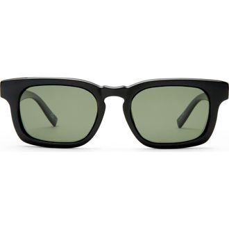 Le Specs Iceman 52mm Polarized Square Sunglasses in Black /Khaki Mono Polarized at Nordstrom