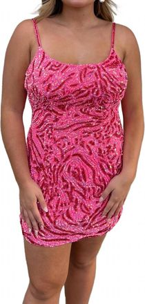 Rachel Allan Scoopneck Mini Dress In Fuchsia Pink