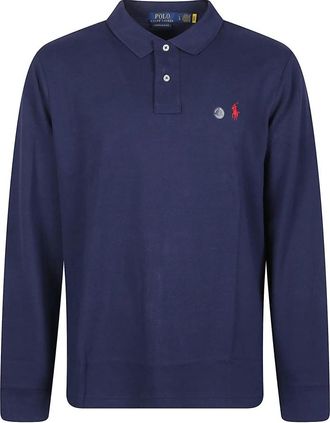 Polo Ralph Lauren Klassiek Passend Mesh Poloshirt met Lange Mouwen - Heren - Polos - Blauw - M - Katoen - Tops