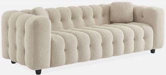 Sweeek Sofá de 3 plazas, tapizado en tela borreguito texturizada, Leon, Beige, 99x229x71 cm