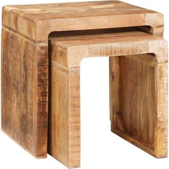 vidaXL Vidaxl - Mesas auxiliares Marrón madera maciza de mango