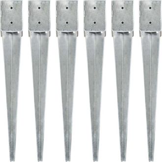 vidaXL Picchetti di Terra 6 pz Argento 10x10x76 cm in Acciaio Zincato - Vidaxl
