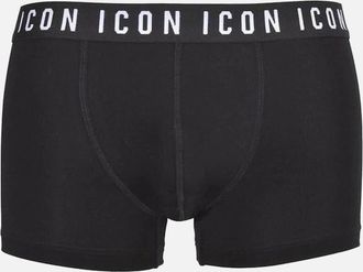 Dsquared2 Mens ICON Waistband Boxer Trunk, Black/white - Size: 38/39/32