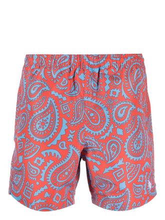 Marcelo Burlon Costume da bagno con stampa paisley - Rosso