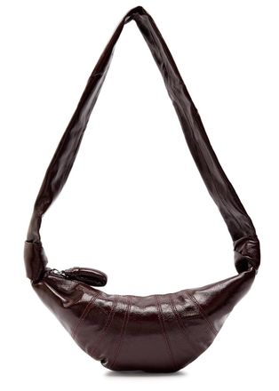Christophe Lemaire Croissant Small Glossed Leather Shoulder bag - Dark Brown - One Size