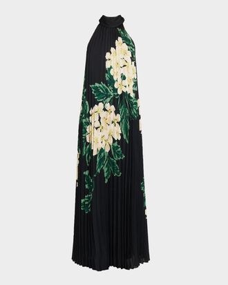 Emanuel Ungaro Lester Pleated Floral-Print Trapeze Maxi Dress