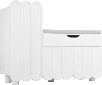 Urban Meuble Zapatero blanco con banco de almacenamiento y asiento acolchado