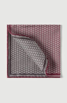 Brunello Cucinelli Silk geometric pattern pocket square in Burgundy at Nordstrom