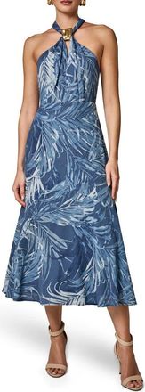 DKNY Leaf Print Hardware Detail Dress in Nightfall Multi at Nordstrom, Size 12