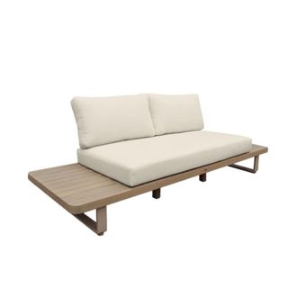 Sweeek Banco de jard&iacute;n de madera de acacia y aluminio para 2 plazas, beige