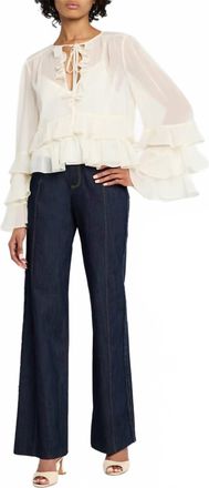 Cinq à Sept Ruffle Steffina Blouse In White