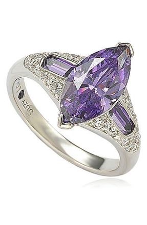 Suzy Levian Sterling Silver Purple CZ Marquise Ring at Nordstrom Rack, Size 5.5