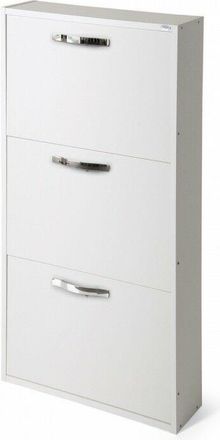 OEM Zapatero Slim De Fresno Blanco En Madera De Melamina 3 Solapas 108x65x15 Cm