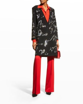 Libertine - Libertine Mozart Script Embellished V-Neck Coat