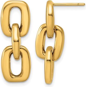 Diamond2Deal 14K Yellow Gold Polished Square Link Chain Dangle Earrings