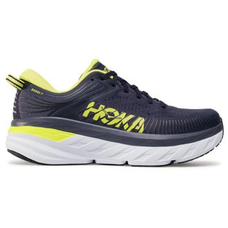 Hoka One One Hoka Bondi 7 Textile Synthetic Mens Low Top Trainers - Odyssey Grey Deep Well - Size:UK 10