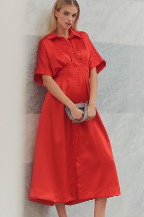 Exquise The Tobie Satin Shirt Dress by Exquise