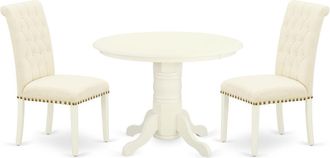 East West Furniture Dining Room Set Linen White, SHBR3-WHI-02