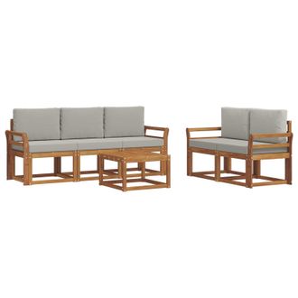 vidaXL Set Di Divani Da Esterno 6 Pz Grigio Naturale E Chiaro Vidaxl